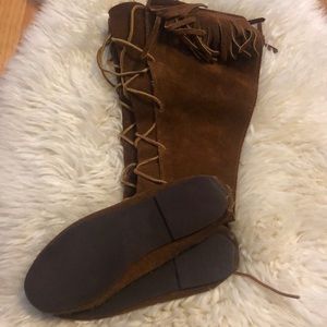 Minnetonka Front Lace Knee High Boots